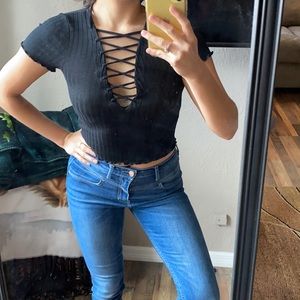 Sexy and strappy black crop top